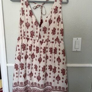 Cream Mini Dress with Red Floral Print